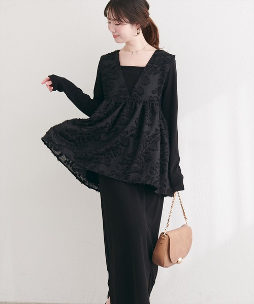 natural couture(ナチュラルクチュール)の「お花ジャガードベスト×ラメワンピースセット(ワンピース・レディース・アイボリー/ブラック/オレンジ・FREE/LARGE)」の17枚目の写真