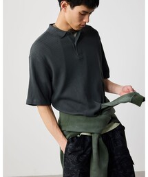 BEAMS | ショート リブ ポロシャツ【ワイドショートフィット】(ポロシャツ)