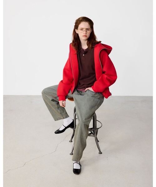 BEAMS（ビームス）の「ショート リブ ポロシャツ【ワイドショートフィット】（ポロシャツ・メンズ・チャコールグレー/ブラウン・XL/L/M/S）」の4枚目の写真