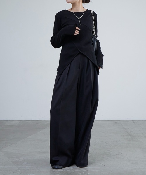 Lui's（ルイス）の「リブ切替デザイントップス（Tシャツ/カットソー・レディース・ホワイト/ブラウン/ブラック/グレー・FREE）」の21枚目の写真