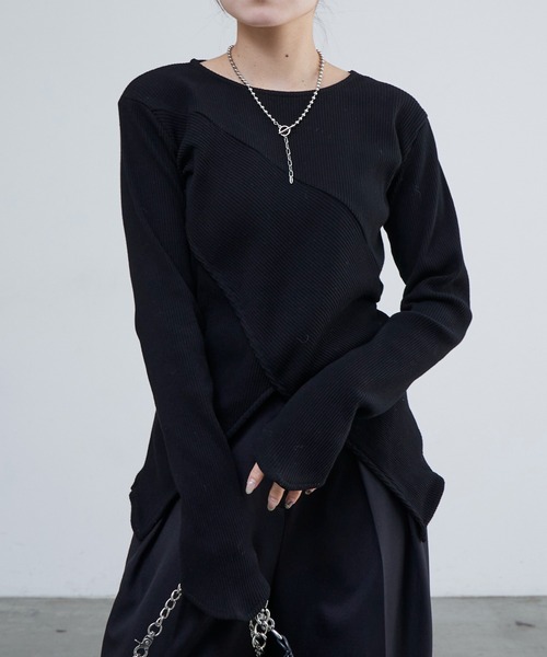 Lui's（ルイス）の「リブ切替デザイントップス（Tシャツ/カットソー・レディース・ホワイト/ブラウン/ブラック/グレー・FREE）」の17枚目の写真