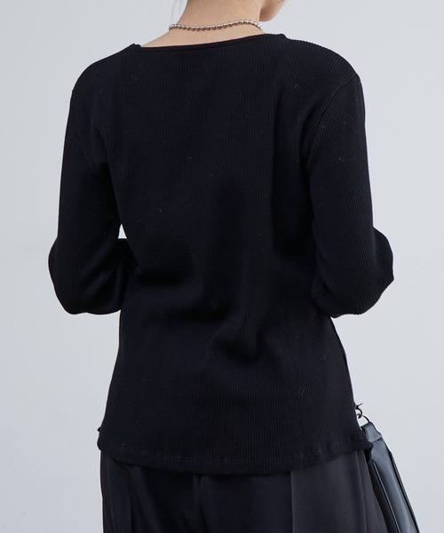 Lui's（ルイス）の「リブ切替デザイントップス（Tシャツ/カットソー・レディース・ホワイト/ブラウン/ブラック/グレー・FREE）」の18枚目の写真