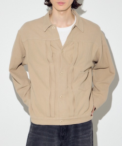 AZUL by moussy(アズールバイマウジー)の「コットンリネン1stブルゾン 春服 冬服(ブルゾン・メンズ・ライトブラック/アイボリー/ベージュ・MEDIUM/LARGE/X-LARGE)」の3枚目の写真