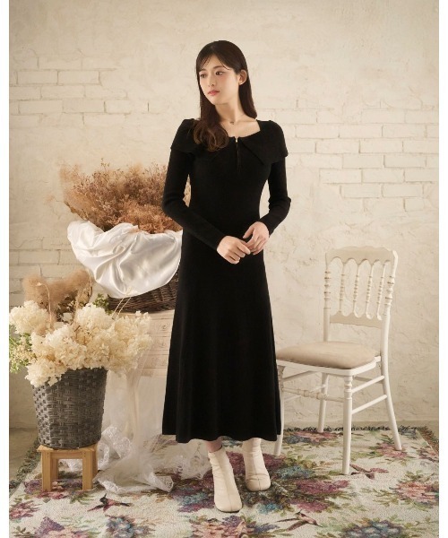 LANTINAM（ランティナム）の「Half Zip Knit Dress（ワンピース・レディース・ブラック・FREE）」の10枚目の写真