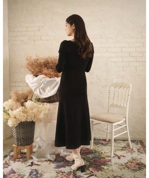 LANTINAM（ランティナム）の「Half Zip Knit Dress（ワンピース・レディース・ブラック・FREE）」の2枚目の写真