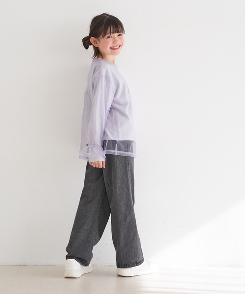 coca（coca）（コカ）の「キッズ　チュールトップス＆長袖Tシャツ 2枚セット（Tシャツ/カットソー・キッズ・ライトグリーン/パープル・120/130/140/150）」の7枚目の写真