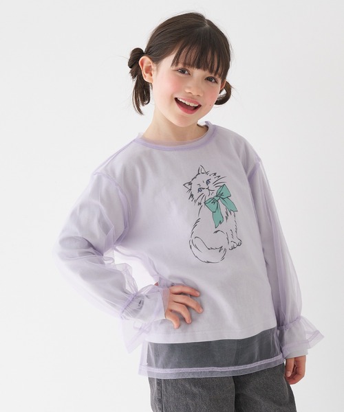 coca（coca）（コカ）の「キッズ　チュールトップス＆長袖Tシャツ 2枚セット（Tシャツ/カットソー・キッズ・ライトグリーン/パープル・120/130/140/150）」の8枚目の写真