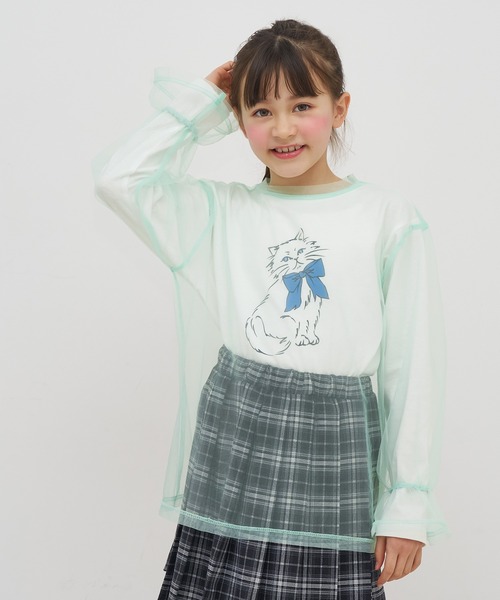 coca（coca）（コカ）の「キッズ　チュールトップス＆長袖Tシャツ 2枚セット（Tシャツ/カットソー・キッズ・ライトグリーン/パープル・120/130/140/150）」の12枚目の写真