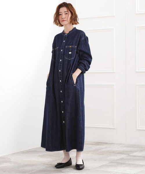 Lee（リー）の「【Lee×grove別注】LOCO FLARE DRESS（ワンピース・レディース・ネイビー/ブルー・02/03）」の4枚目の写真