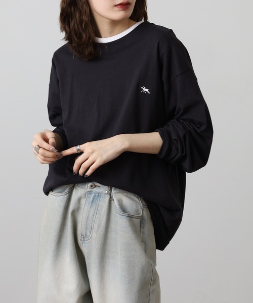 POLOCHAMPS（ポロチャンプス）の「POLOCHAMPS ロングスリーブTシャツ ロンT（Tシャツ/カットソー・メンズ・ブラック/オフホワイト/杢グレー/ダークグリーン/ネイビー/チャコール・M/L/XL）」の3枚目の写真