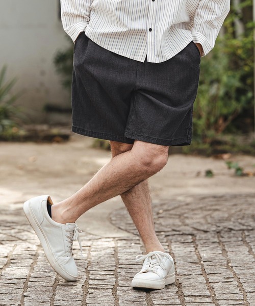 CAMBIO(カンビオ)の「mp14438- Chambray short Pants ショートパンツ(S61426cmb)(その他パンツ・メンズ・ネイビー/ブラック・L/M/S)」の2枚目の写真