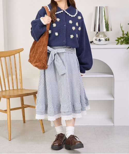 kutir（クティール）の「フラワーモチーフカーディガン（カーディガン/ボレロ・レディース・ネイビー/ライトブルー・FREE）」の22枚目の写真