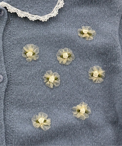 kutir（クティール）の「フラワーモチーフカーディガン（カーディガン/ボレロ・レディース・ネイビー/ライトブルー・FREE）」の17枚目の写真