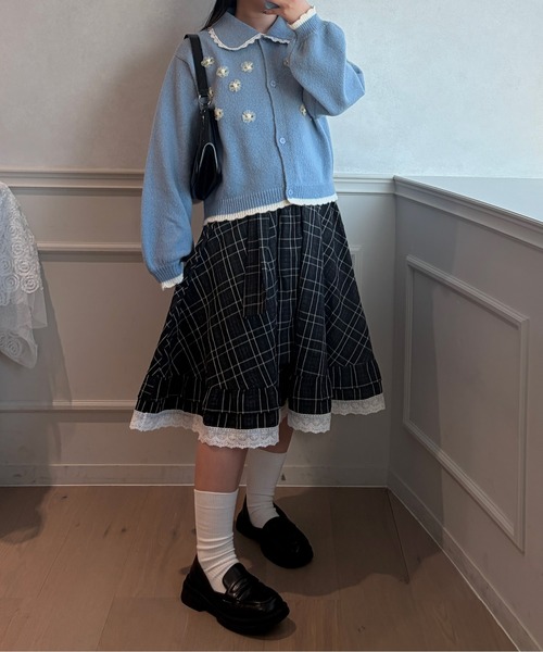 kutir（クティール）の「フラワーモチーフカーディガン（カーディガン/ボレロ・レディース・ネイビー/ライトブルー・FREE）」の14枚目の写真