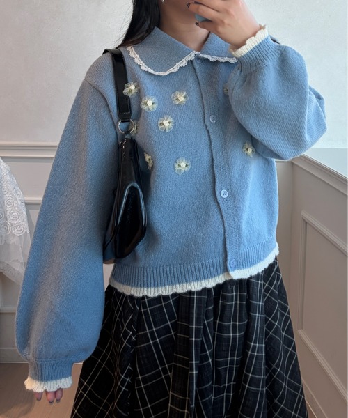 kutir（クティール）の「フラワーモチーフカーディガン（カーディガン/ボレロ・レディース・ネイビー/ライトブルー・FREE）」の13枚目の写真