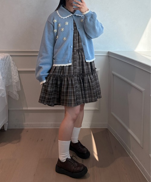 kutir（クティール）の「フラワーモチーフカーディガン（カーディガン/ボレロ・レディース・ネイビー/ライトブルー・FREE）」の16枚目の写真