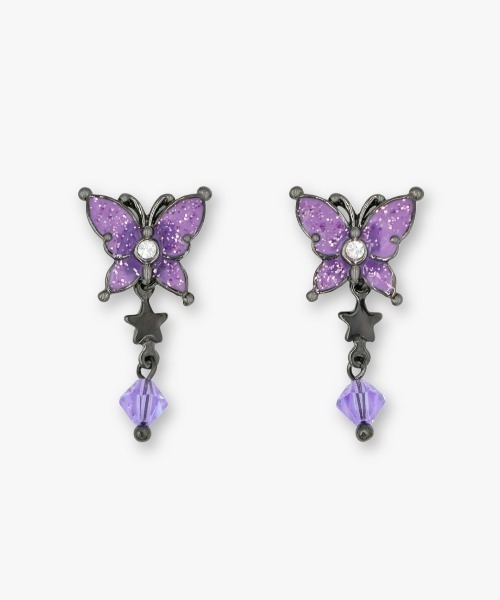 ANNA SUI（アナスイ）の「蝶モチーフ ピアス（ピアス（両耳用）・レディース・パープル/ピンク・ONE SIZE）」の2枚目の写真