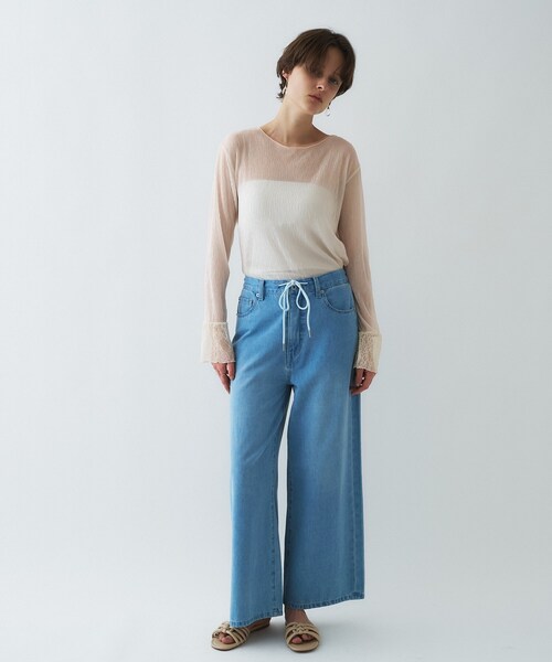 cloenc（クロエンス）の「【オケージョン／手洗い可】レースシアーワッシャ―シカットソー（Tシャツ/カットソー・レディース・アイボリー/ブラック・02）」の18枚目の写真