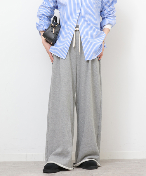 JOURNAL STANDARD relume（ジャーナルスタンダード　レリューム）の「《WEB限定追加》タックワイドイージースウェットパンツ（スウェットパンツ・レディース・ブラック/チャコールグレー・FREE）」の2枚目の写真