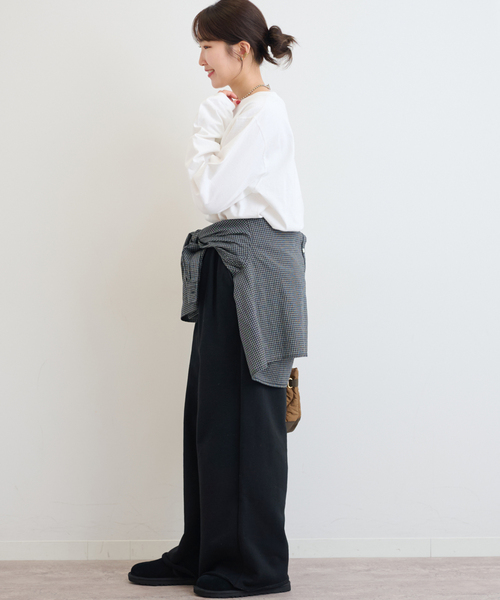 JOURNAL STANDARD relume（ジャーナルスタンダード　レリューム）の「《WEB限定追加》タックワイドイージースウェットパンツ（スウェットパンツ・レディース・ブラック/チャコールグレー・FREE）」の11枚目の写真