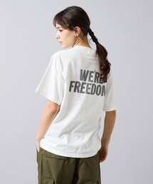 REMI RELIEF | 【REMI RELIEF / レミ レリーフ】  HARD SP加工 20/- 天竺 レギュラーTシャツ（FREEDOM）バックプリント/RN30389147／ユニセックス(Tシャツ/カットソー)