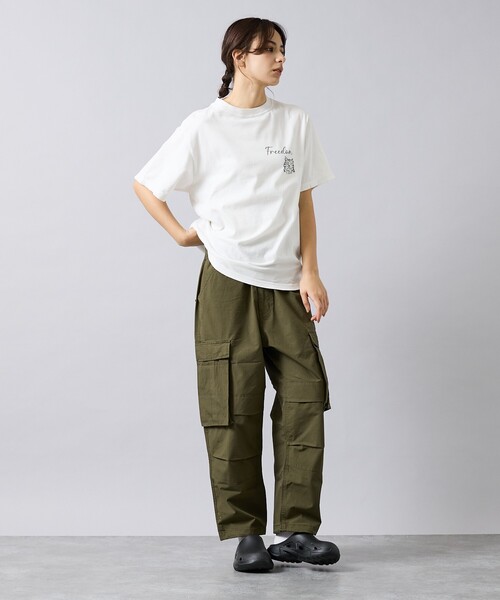 REMI RELIEF（レミレリーフ）の「【REMI RELIEF / レミ レリーフ】  HARD SP加工 20/- 天竺 レギュラーTシャツ（FREEDOM）バックプリント/RN30389147／ユニセックス（Tシャツ/カットソー・メンズ・オフホワイト/ブラック・M/L/XL）」の5枚目の写真