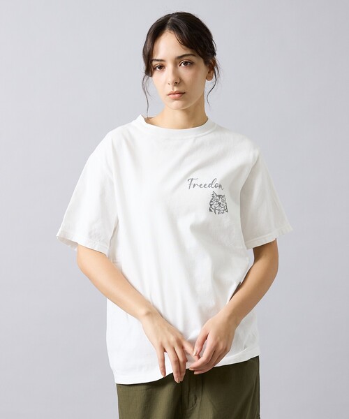 REMI RELIEF（レミレリーフ）の「【REMI RELIEF / レミ レリーフ】  HARD SP加工 20/- 天竺 レギュラーTシャツ（FREEDOM）バックプリント/RN30389147／ユニセックス（Tシャツ/カットソー・メンズ・オフホワイト/ブラック・M/L/XL）」の8枚目の写真