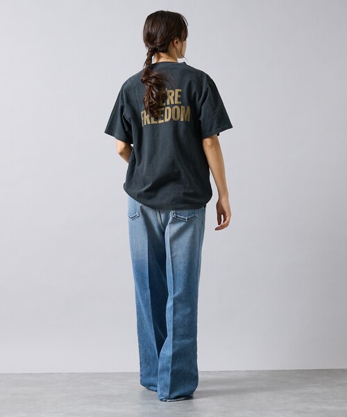 REMI RELIEF（レミレリーフ）の「【REMI RELIEF / レミ レリーフ】  HARD SP加工 20/- 天竺 レギュラーTシャツ（FREEDOM）バックプリント/RN30389147／ユニセックス（Tシャツ/カットソー・メンズ・オフホワイト/ブラック・M/L/XL）」の11枚目の写真