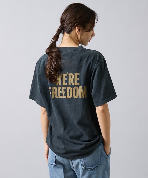 REMI RELIEF（レミレリーフ）の「【REMI RELIEF / レミ レリーフ】  HARD SP加工 20/- 天竺 レギュラーTシャツ（FREEDOM）バックプリント/RN30389147／ユニセックス（Tシャツ/カットソー・メンズ・オフホワイト/ブラック・M/L/XL）」の13枚目の写真