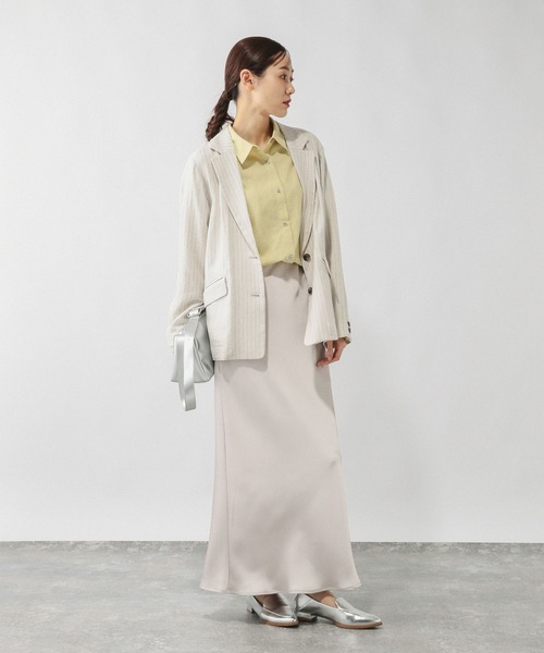 GLOBAL WORK(グローバルワーク)の「※サテンストレッチフレアスカート/634549(スカート・レディース・ダークブラウン/グレー系その他/チャコールグレー/その他・SHORT/REGULAR)」の8枚目の写真