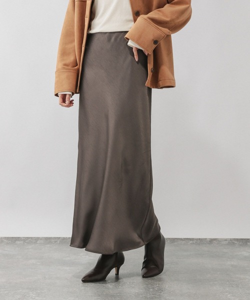 GLOBAL WORK(グローバルワーク)の「※サテンストレッチフレアスカート/634549(スカート・レディース・ダークブラウン/グレー系その他/チャコールグレー/その他・SHORT/REGULAR)」の14枚目の写真