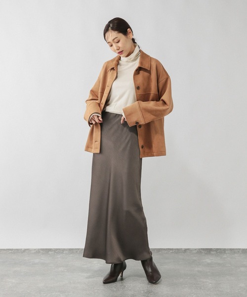 GLOBAL WORK(グローバルワーク)の「※サテンストレッチフレアスカート/634549(スカート・レディース・ダークブラウン/グレー系その他/チャコールグレー/その他・SHORT/REGULAR)」の13枚目の写真