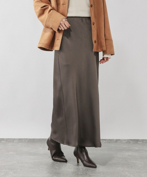 GLOBAL WORK(グローバルワーク)の「※サテンストレッチフレアスカート/634549(スカート・レディース・ダークブラウン/グレー系その他/チャコールグレー/その他・SHORT/REGULAR)」の16枚目の写真