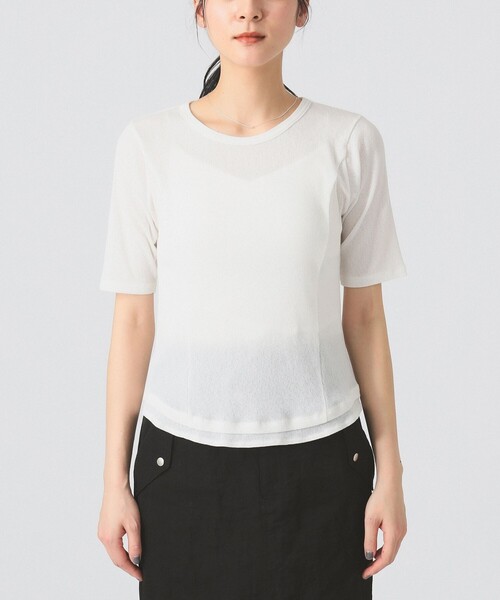 Ray BEAMS（レイビームス）の「バックスリット カーブ ヘムTシャツ（Tシャツ/カットソー・レディース・ブラウン/ブルー/オフホワイト・ONE SIZE）」の20枚目の写真