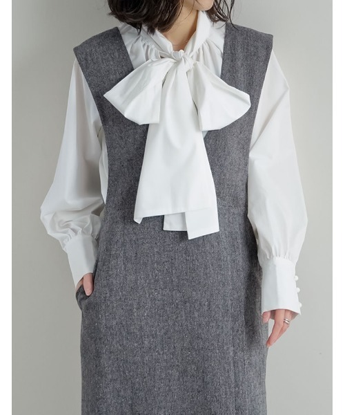 Re:EDIT（リエディ）の「[低身長サイズ有]ツイードラップデザイン風ジャンパースカート（つなぎ/オールインワン・レディース・ブラック/ブラック系その他/ベージュ・SHORT/MEDIUM/LARGE）」の11枚目の写真