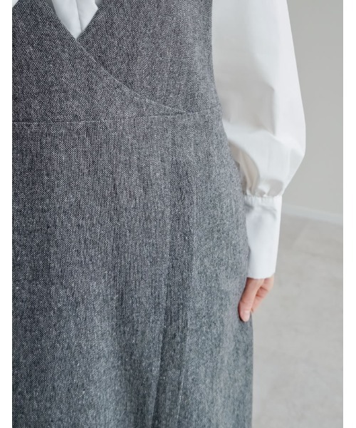 Re:EDIT（リエディ）の「[低身長サイズ有]ツイードラップデザイン風ジャンパースカート（つなぎ/オールインワン・レディース・ブラック/ブラック系その他/ベージュ・SHORT/MEDIUM/LARGE）」の12枚目の写真