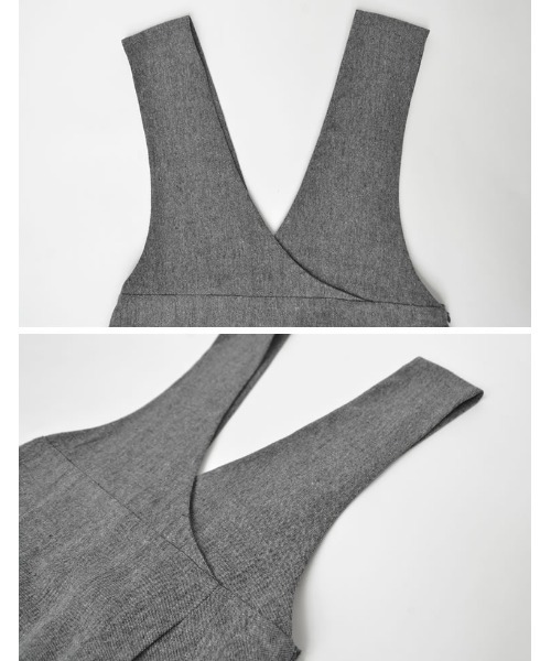 Re:EDIT（リエディ）の「[低身長サイズ有]ツイードラップデザイン風ジャンパースカート（つなぎ/オールインワン・レディース・ブラック/ブラック系その他/ベージュ・SHORT/MEDIUM/LARGE）」の18枚目の写真