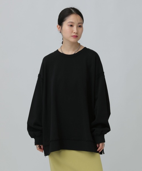 LEPSIM（レプシィム）の「裏毛サイドZIPプルオーバー　639475（スウェット・レディース・ライトグレー/オフホワイト/イエロー/ブラック・FREE）」の2枚目の写真