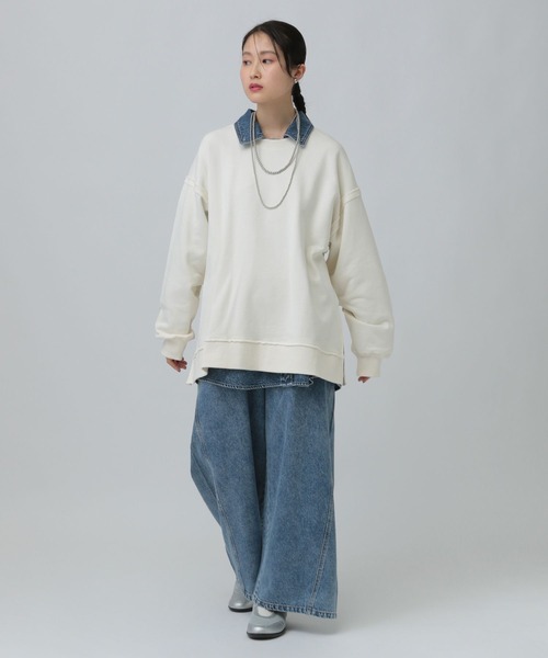 LEPSIM（レプシィム）の「裏毛サイドZIPプルオーバー　639475（スウェット・レディース・ライトグレー/オフホワイト/イエロー/ブラック・FREE）」の5枚目の写真