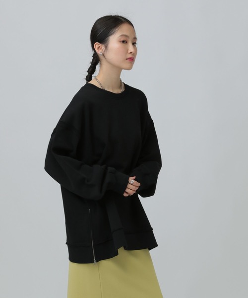 LEPSIM（レプシィム）の「裏毛サイドZIPプルオーバー　639475（スウェット・レディース・ライトグレー/オフホワイト/イエロー/ブラック・FREE）」の8枚目の写真