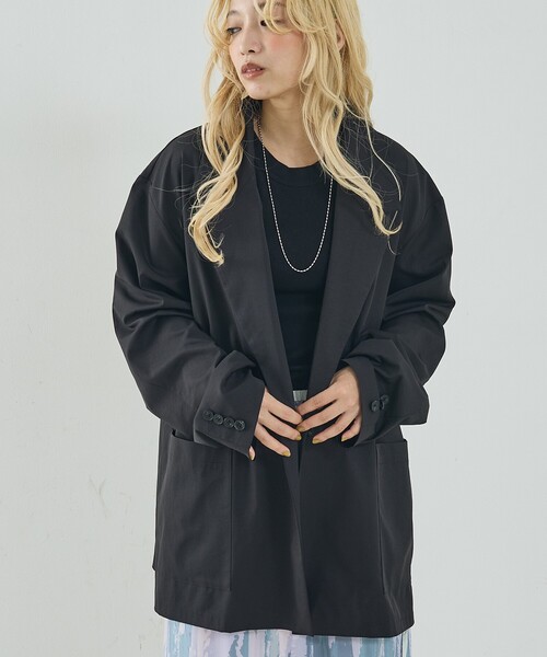 NOMINE(ノミネ)の「ワイド ジャケット(テーラードジャケット・レディース・キャメル/ブラック・M/L)」の1枚目の写真