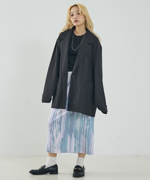 NOMINE(ノミネ)の「ワイド ジャケット(テーラードジャケット・レディース・キャメル/ブラック・M/L)」の3枚目の写真
