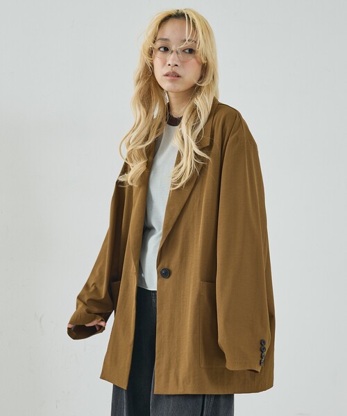 NOMINE(ノミネ)の「ワイド ジャケット(テーラードジャケット・レディース・キャメル/ブラック・M/L)」の11枚目の写真