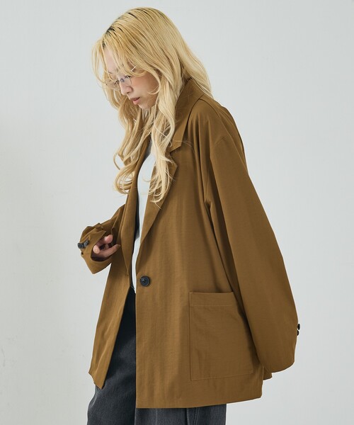 NOMINE(ノミネ)の「ワイド ジャケット(テーラードジャケット・レディース・キャメル/ブラック・M/L)」の14枚目の写真
