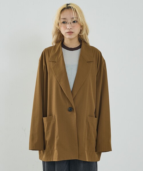 NOMINE(ノミネ)の「ワイド ジャケット(テーラードジャケット・レディース・キャメル/ブラック・M/L)」の15枚目の写真