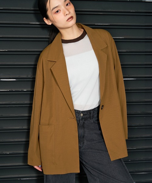 NOMINE(ノミネ)の「ワイド ジャケット(テーラードジャケット・レディース・キャメル/ブラック・M/L)」の2枚目の写真