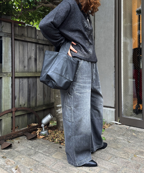 追加》フェイクレザー サークルBAG-M（エコバッグ/サブバッグ