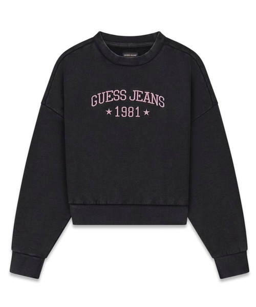 GUESS JEANS（ゲスジーンズ）の「GUESS JEANS Drop Shoulder Emb Cropped Crew スウェット  （スウェット・レディース・ブラック・MEDIUM/SMALL/X-SMALL/LARGE）」の5枚目の写真