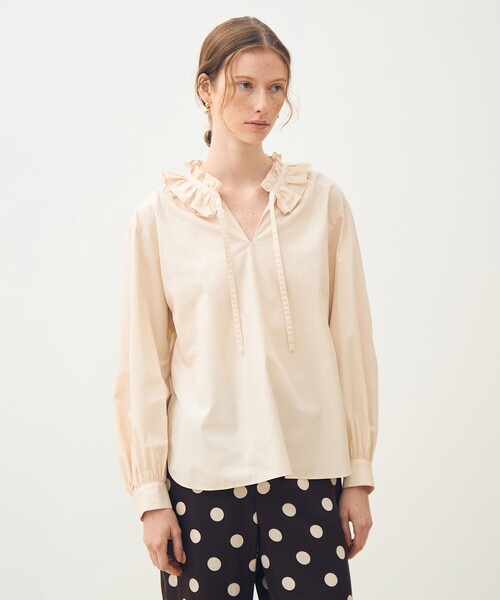 TOMORROWLAND collection（トゥモローランドコレクション）の「ライトモールスキン ラッフルブラウス（シャツ/ブラウス・レディース・ピンク/ブラウン/ライトベージュ・36）」の5枚目の写真