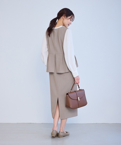 ROPE' PICNIC（ロペピクニック）の「レイヤード風ペプラムジャンパースカート（ワンピース・レディース・ネイビー/ブラウン/グレー・S/M/L）」の10枚目の写真